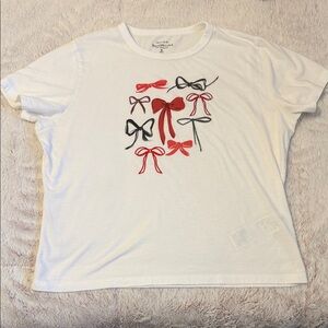 Abercrombie & Fitch Short-Sleeve Bows Graphic Skimming Tee